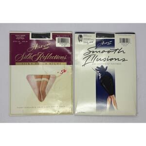 Vintage Hanes Smooth Illusions Body Contouring Pantyhose Thigh High AB Jet Black